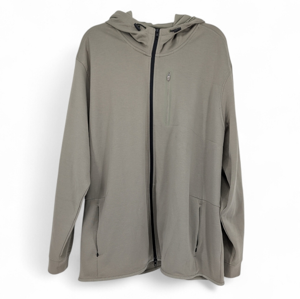 VRST Green Gray Hooded Full Zip-Up Jacket Zip Pockets Athletic Gym XXL